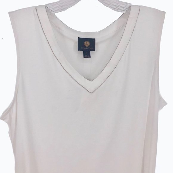 Jm Collection Silver Beaded Trim Tank Top - Picture 3 of 10